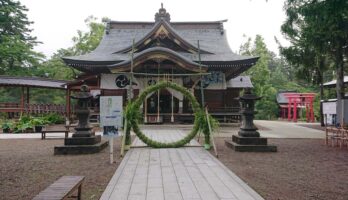 寒河江八幡宮では茅の輪が完成していました